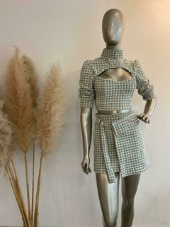 Conjunto saia tweed na internet