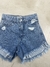 SD381 - Short Denim Celeste Rígido Desflecado Con Roturas (Elena) - comprar online