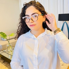 Armação quadrada bege com animal print