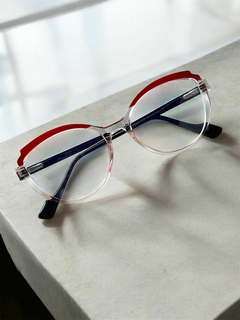 Armação redonda com detalhe vermelho - comprar online