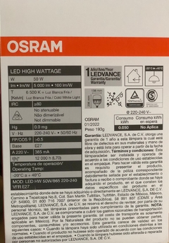 Lampara Led Osram Alta Potencia 50w E27 - tienda online