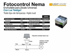 Fotocontrol Enchufe Nema 10A + Zócalo Nema 10A Testigo Light House - P&A Soluciones Eléctricas 