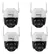 Conjunto com quatro câmeras de segurança inteligentes Wi-Fi Intelbras IM7, modelo Full Color 360°, na cor branca.
