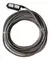 Cabo cinza enrolado com conector em uma extremidade.