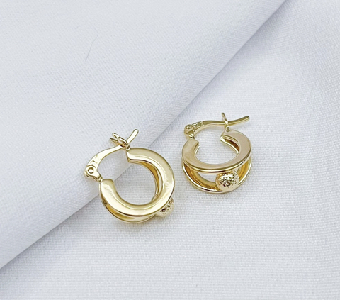 Argolinha dupla com esfera no meio