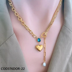 Collar con Circón Gotitas de Agua en Forma de Corazón