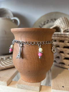 Mate algarrobo con dijes rosa - comprar online