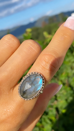 Anillo plata 925 Cuarzo azul natural - Tailandia Joyas