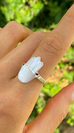 Anillo macizo plata 925 con nacar incrustado - comprar online