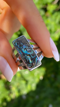 Anillo plata 925 con piedra haliotis incrustada - Tailandia Joyas