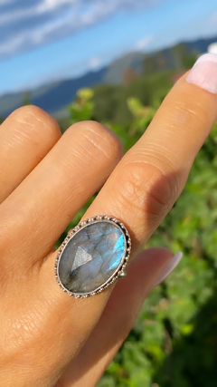 Anillo plata 925 Cuarzo azul natural