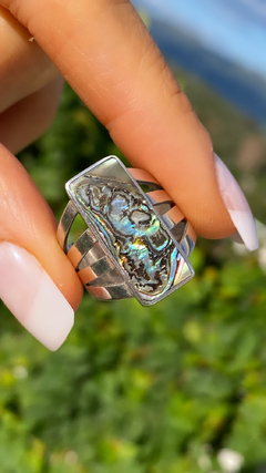 Anillo plata 925 con piedra haliotis incrustada en internet