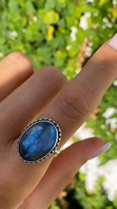 Anillo plata 925 Cuarzo azul natural - comprar online