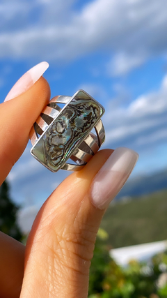 Anillo plata 925 con piedra haliotis incrustada