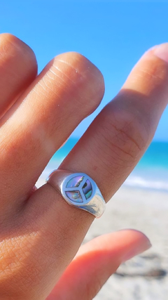 Anillo plata 925 y haliotis símbolo paz