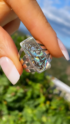 Anillo plata 925 con piedra haliotis incrustada - comprar online