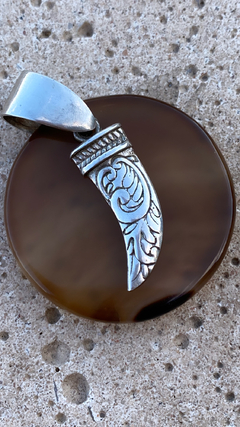 Dije de plata 925 y piedra ojo de tigre ( 4 cm ) - comprar online
