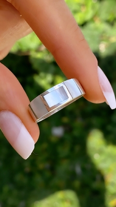 anillo de plata 950 macizo con nacar incrustado