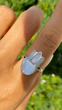 Anillo macizo plata 925 con nacar incrustado