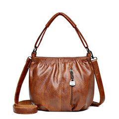 Retro plissado design balde saco moda all-match ombro mensageiro sacos para mulh - online store