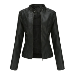 Jaqueta de couro feminina para motociclistas, gules de estilo novo, preto, roxo, - Wonderful Accessories