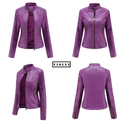 Jaqueta de couro feminina para motociclistas, gules de estilo novo, preto, roxo, - buy online