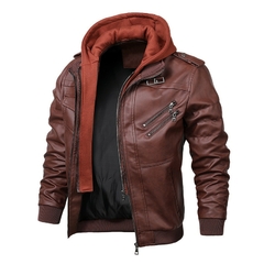 Jaqueta de couro masculino, casacos de couro casuais - comprar online