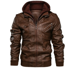 Jaqueta de couro masculino, casacos de couro casuais - loja online