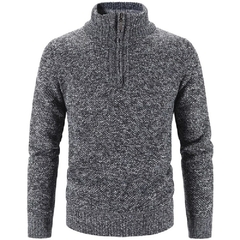 Casaco de lã masculino, gola alta zíper, suéter quente - online store
