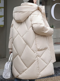 Parkas xadrez longo feminino, jaqueta com zíper, casacos vintage com capuz - buy online