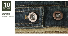 Imagem do Jaqueta jeans azul de lã quente masculina, casacos casuais