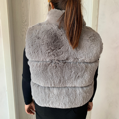 Colete de pele sintética feminina, gola alta, jaqueta fofa, pele artificial - buy online