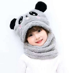 Conjunto de cachecol e chapéu de camada dupla infantil, bonito dos desenhos ani - Wonderful Accessories