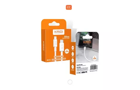 Cabo de Dados e Carregamento Turbo Tipo-C para Lightning Kaidi KD-26 - comprar online