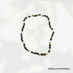 Collar de Ámbar verde y mix de Piedras