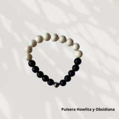 Pulsera Howlita y Obsidiana