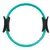 Teal Pilates ring with black handles on a white background