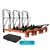 Kit com 3 reformers para pilates com torres na cor laranja e preto, incluindo 3 tapetes conversores mat