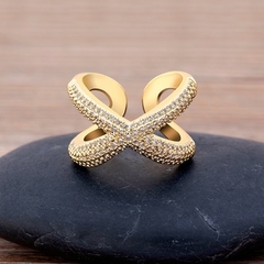 Charme simples x forma cruz anel de zircão cobre luxo cz pedra 5 cores alta qua na internet