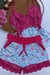 Baby doll bolsinho - Florido azul com rosa