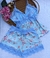Baby doll bolsinho - Florido com detalhes em azul