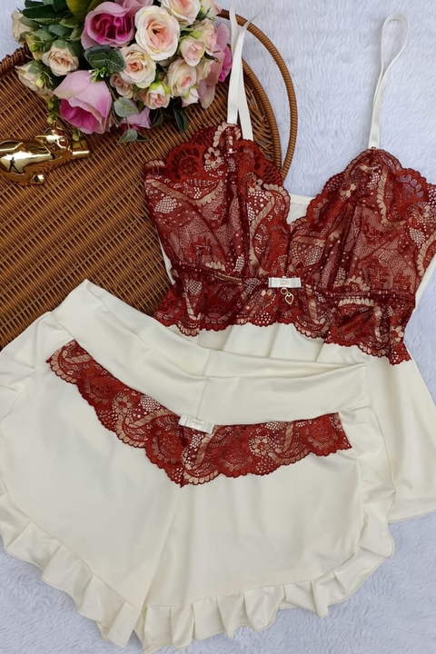 Baby doll - Liso com detalhe em renda