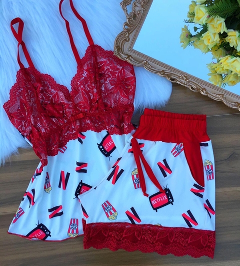 Baby doll bolsinho - Netflix Vermelho