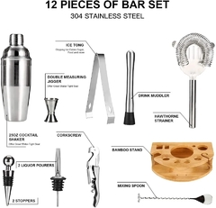 Cocktail bar set kit con herramientas y accesorios 12 piezas - Homabels
