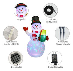 Imagen de Muñeco de nieve inflable de decoración navideña con led