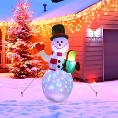 Muñeco de nieve inflable de decoración navideña con led