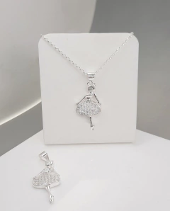 Dije Bailarina Clásica de Ballet Micro Pave de Plata 925