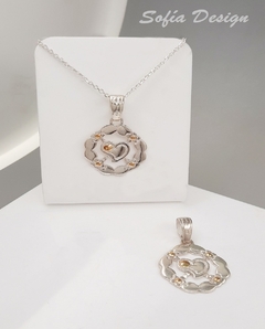 Dije Circular de Corazón en Plata 925 y Oro