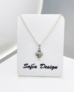Dije Cruz Religiosa Bombé con Cristo de Plata 925
