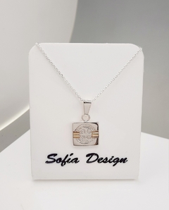 Dije Cuadrado de San Benito de Plata 925 y Oro